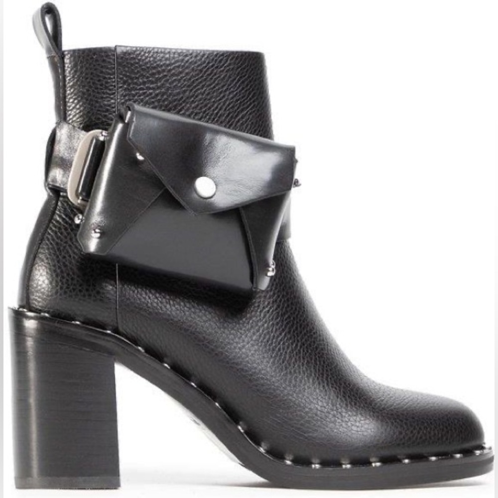 Rare Gino Rossi Black Studded Booties with Detachable Ankle Bag